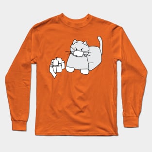 Corona Cat White Gloves Orange Back Long Sleeve T-Shirt